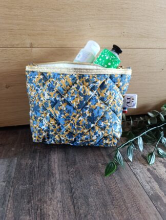 Trousse à maquillage moutarde et marine